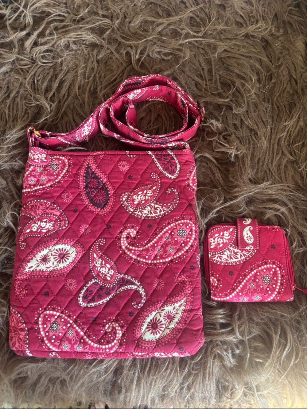 Vintage Vera Bradley Paisley Crossbody Bag and Wallet.